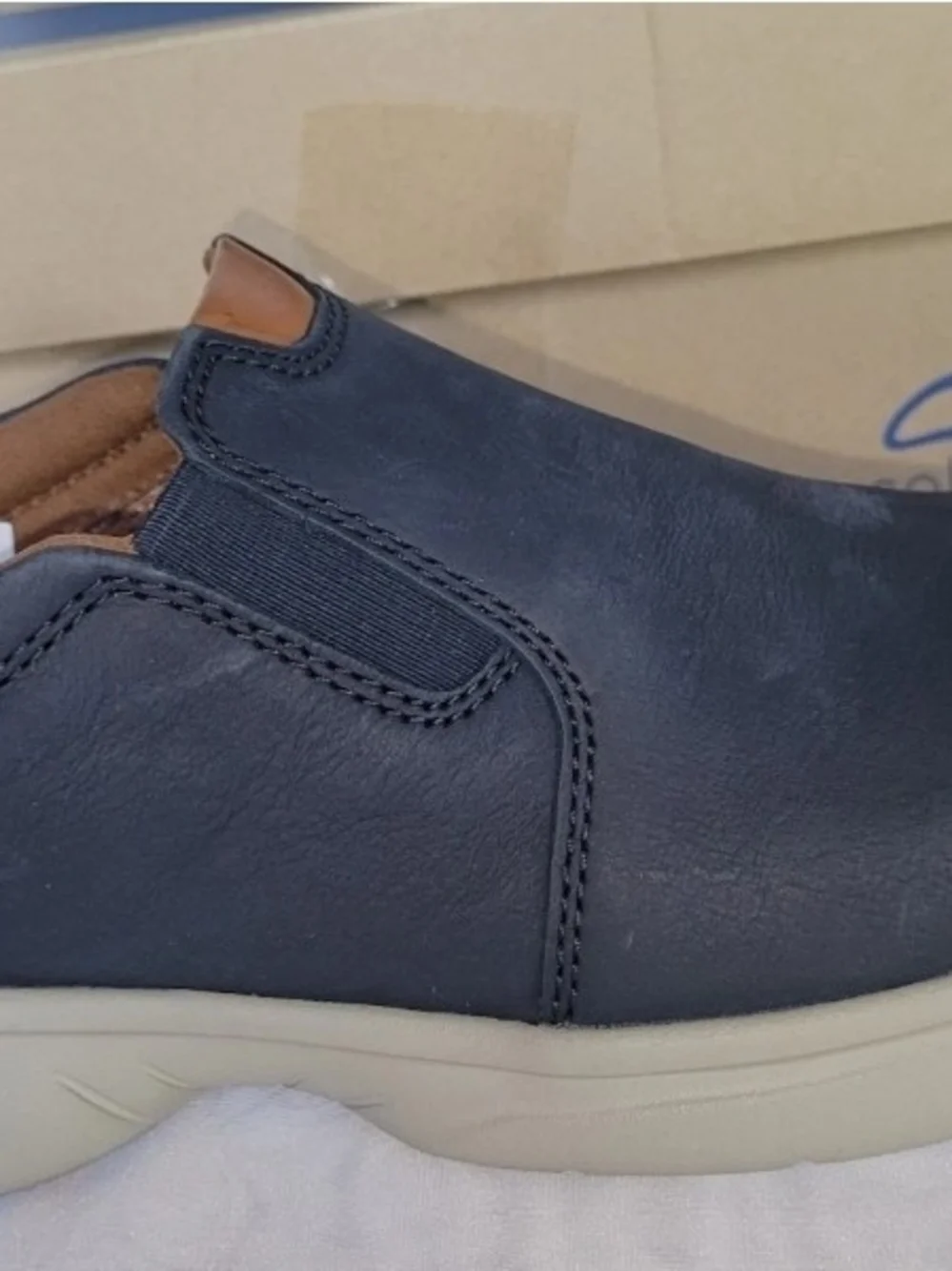 Clarks Men’s Bradley Navy Slip-On Comfort Shoe